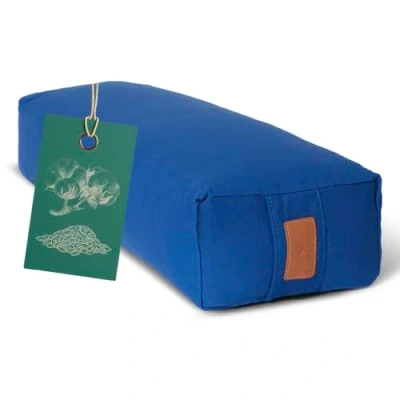 Afbeelding van #DoYourYoga Hoekig Yoga bolster »Paravati« Meditatiekussen met bio organische Spelt vulling L67 cm &amp; diam.13 marineblauw