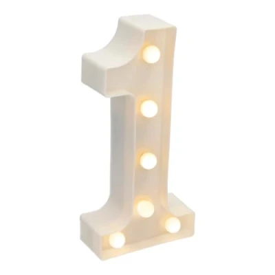 Afbeelding van JANDEI Lichtgevende letters en cijfers, warm licht, decoratie milieu, bedlampjes, vitrines, bruiloften, verjaardagen, feestjes. Werkt op AA batterijen niet inbegrepen (nummer 1)