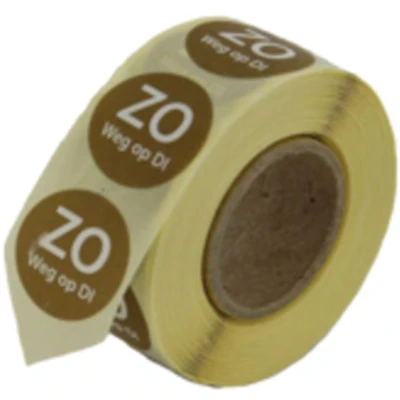 Afbeelding van Voedsel Etiketten (Zondag weg op Dinsdag) Bruin Ø 19mm