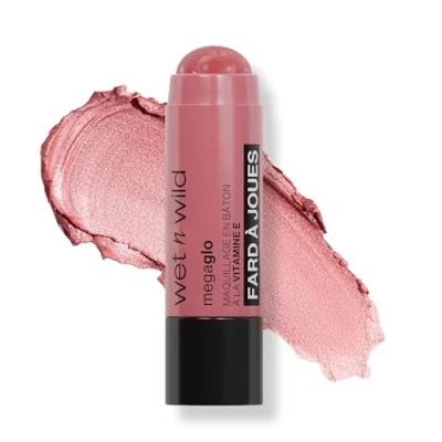 Afbeelding van Wet n Wild, Mega Glo Vitamin E Makeup Stick, Multifunctionele Blush Stick voor ogen, wangen en lippen, met een bouwbare oplosbare formule, klaar reizen intrekbaar, Dusty Pink
