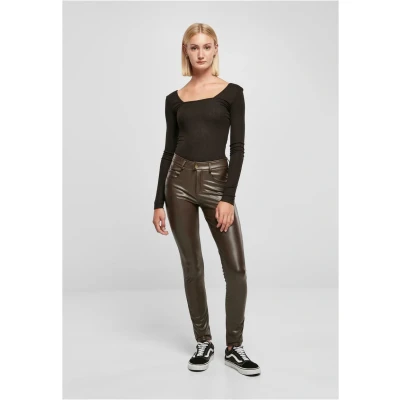 Afbeelding van Urban Classics MID Waist Broek, Dames, Maat: 26, Brown