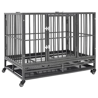 Afbeelding van vidaXL Hondenbench met wielen 102x72x85 cm staal