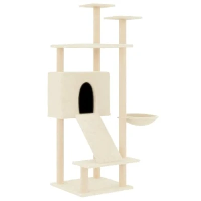 Afbeelding van vidaXL Kattenmeubel met sisal krabpalen 153 cm crèmekleurig