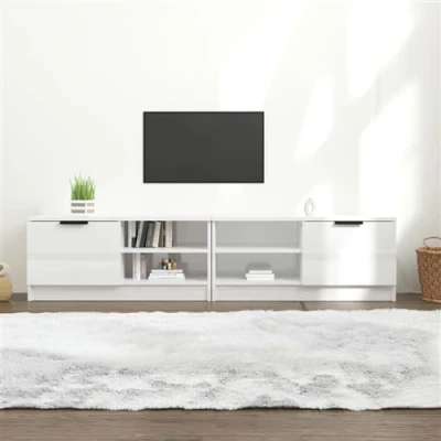 Afbeelding van vidaXL Tv meubels 2 st 80x35x36,5 cm bewerkt hout hoogglans wit