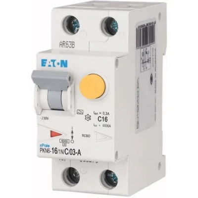 Afbeelding van Eaton aardlekautomaat 1 polignul 16A B karakteristiek 300mA PKN6 161NB03 A MW