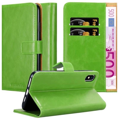 Afbeelding van Cadorabo Hoesje geschikt voor Apple iPhone XS MAX in GRAS GROEN Beschermhoes met magnetische sluiting, standfunctie en kaartvakje Book Case Cover Etui