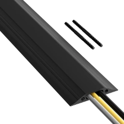 Afbeelding van D Line FC83B Kabeldoorvoer voor de vloer, doorvoer uittrekbaar, voorkomt effecten, kabeluitsparing = 30 mm (breedte) x 10 (hoogte) 1,8 m lengte zwart