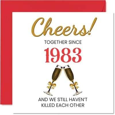 Afbeelding van Grappige 41e huwelijksverjaardag kaart voor echtgenoot, vrouw Together sinds 1983 wenskaarten partner, I Love You, 145 mm x