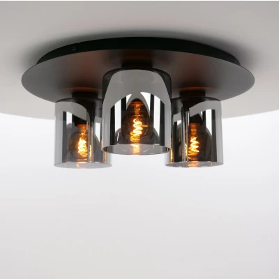 Afbeelding van EGLO Gorosiba plafondlamp E27(excl.) 45cm rookglas Metaal Zwart