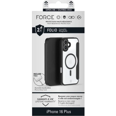 Afbeelding van Force Case, Beschermhoesje Geschikt voor Apple iPhone 16 Plus Folio Versterkt MagSafe, Zwart
