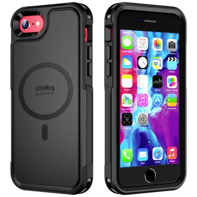 Afbeelding van 4Smarts Defend Case UltiMag Backcover Apple iPhone7, iPhone8, iPhoneSE2, iPhoneSE3 Zwart MagSafe compatible, Stootbestendig