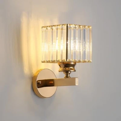 Afbeelding van Moderne Kristallen Wandlamp Schans, E27 Gouden Wandlamp, Voor Nachtkastje Slaapkamer Woonkamer Eetkamer Gang Verlichting