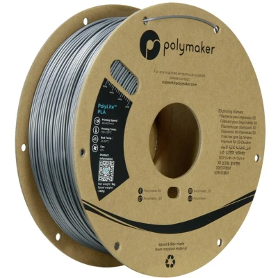 Afbeelding van Polymaker PolyLite PLA Filament Steel Grey 1.75mm 1KG