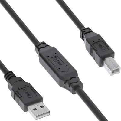 Afbeelding van InLine USB 2.0 actieve kabel, A stekker naar B stekker, 12,5m (12.50 m, 2.0), kabel