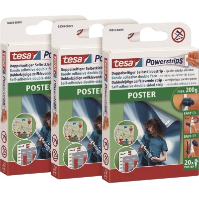 Afbeelding van tesa POWERSTRIPS® Poster Dubbelzijdig plakband Wit Inhoud: 60 stuk(s)