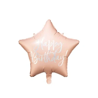 Afbeelding van Partydeco Folieballon Ster Happy Birthday roze