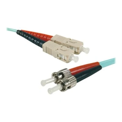 Image de exertis Connect Cordon de raccordement ST/UPC multimode (M) pour SC/UPC 2 m mm fibre optique duplex 50 / 125 microns OM3 sans halogène turquoise