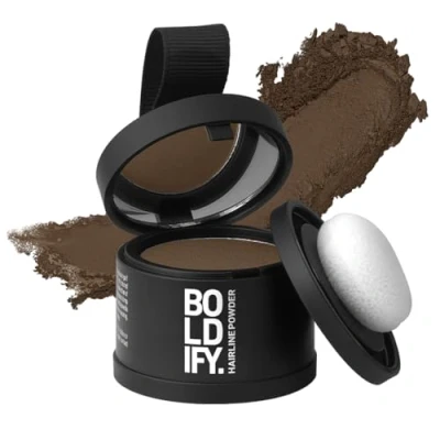 Afbeelding van BOLDIFY Hairline poeder verbergt onmiddellijk haaruitval, wortelherstelpoeder, haarvezels voor dunner wordend haar, worteldekking, 48 uur formule (lichtbruin)