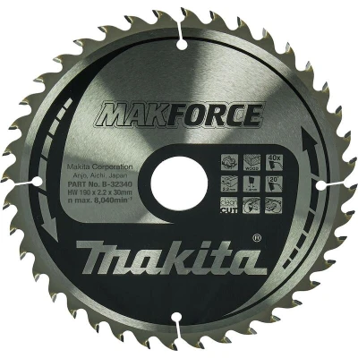 Afbeelding van Makita MAKFORCE B 32340 Hardmetaal cirkelzaagblad 190 x 30 1.4 mm Aantal tanden: 40 1 stuk(s)