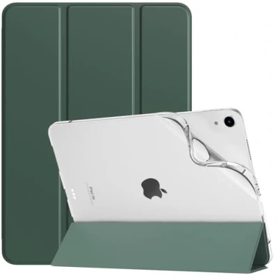 Afbeelding van TiMOVO iPad Air 6e generatie 11 inch M2 2024 hoes, 5e/4e 2022/2020 10,9 inch, dunne matte doorschijnende achterkant van zacht TPU voor Air, nachtgroen