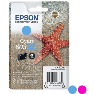 Afbeelding van Epson 603XL (C13T03A24010) Inktcartridge Cyaan Hoge capaciteit