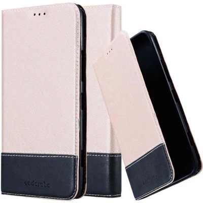 Afbeelding van Cadorabo Hoesje geschikt voor Nokia Lumia 1320 in ROSE GOUD ZWART Beschermhoes met magnetische sluiting, standfunctie en kaartvakje Book Case Cover Etui