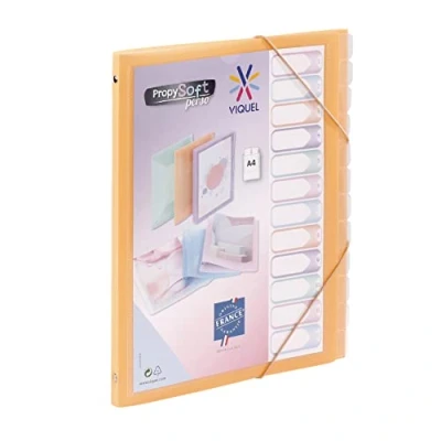 Afbeelding van Viquel Propysoft opbergmap met 12 vakken, A4, personaliseerbaar Elastische sluiting Perzik