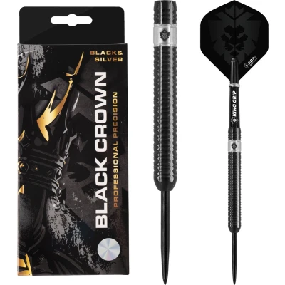 Afbeelding van KOTO Black Crown 90% Darts 25 Gram, Zwart &amp; Zilver, Set Incl. 3 Barrels, Flights + Shafts Dartwallet