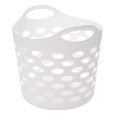 Afbeelding van 5Five Flexibele wasmand/opbergmand rond wit 28 liter D39 x H54 cm