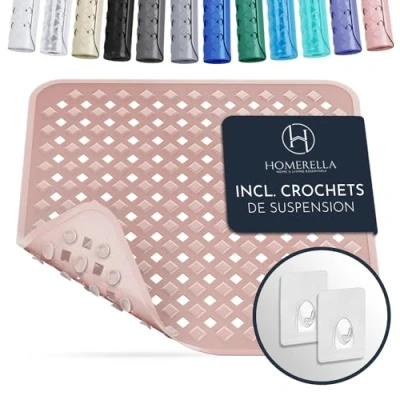 Afbeelding van Homerella douchemat, antislip, huidvriendelijk, 53 x cm, incl. bevestiging. Antislip BPA vrij, schimmelbestendig en machinewasbaar