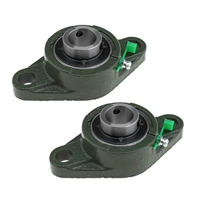 Afbeelding van Rhombik kogellagers 30 mm diameter UCFL206 met oliemondstuk, kussenblok 2 bouten, zelforiënterend voor machine transportsysteem