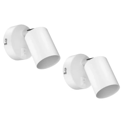 Afbeelding van ledscom.de 2 stuks WAIKA wandlamp, schakelaar, mat wit, rond, 1x GU10 max. 60 W