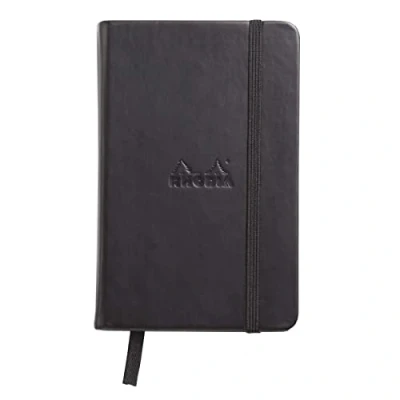 Afbeelding van Rhodia 118569C Notitieboek (ivoor, 90 g, DIN A6, 10,5 x 14,8 cm, gelinieerd, puntrooster) 1 stuk, zwart