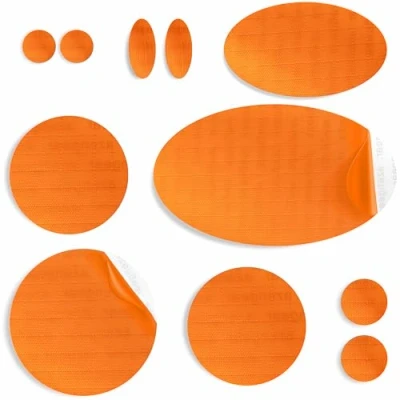 Afbeelding van aZengear Donsjack reparatiepatches Voorgesneden, zelfklevend, waterdicht, scheurvast, nylon, voor het repareren van gaten in kleding, skibroeken (11 stuks, oranje)