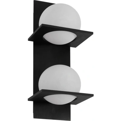 Afbeelding van Lucande wandlamp Kulka, 2 lamps, zwart, glas, G9