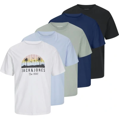 Afbeelding van JACK&amp;JONES JJPALM TEE SS CREW NECK 5PK MP Heren T shirts