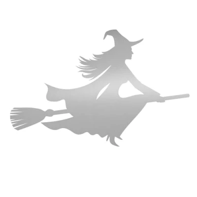Afbeelding van easydruck24de kfz_521 heksensticker op bezem I 15 cm zilver voor auto, vrachtwagen, motorfiets, scooter, voertuigen, laptops, stickers, heks