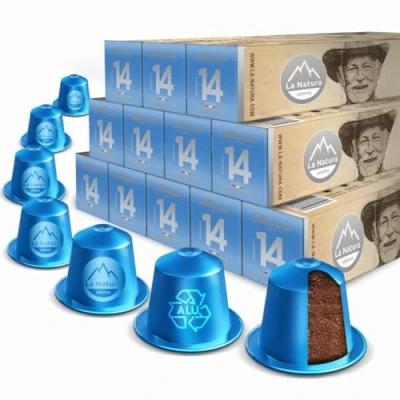 Afbeelding van La Natura Lifestyle Ristretto koffiecapsules van aluminium, 100% recyclebaar, gemaakt in Zwitserland, compatibel met Nespresso®, 120 stuks