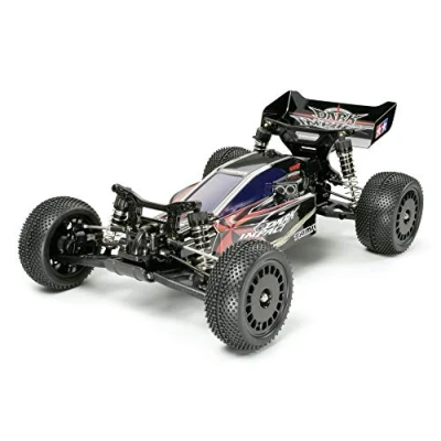 Afbeelding van TAMIYA 300158370 Miniatuurauto, elektrisch, geborsteld, 4 aandrijfwielen, 1:10, Dark Impact 4WD Buggy DF 03, op afstand bestuurbare auto, radiografisch bestuurbaar voertuig, modelbouw, montageset,