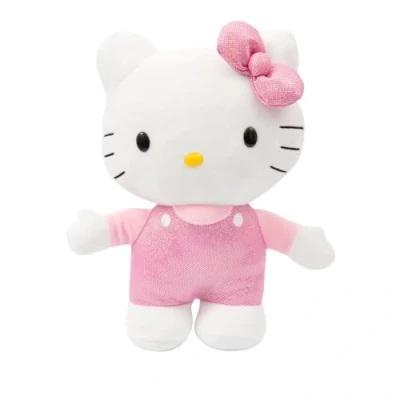 Afbeelding van Hello Kitty Giochi Preziosi Pluche dier met modieuze outfit, roze satijnen jurk en strik, voor kinderen vanaf 3 jaar