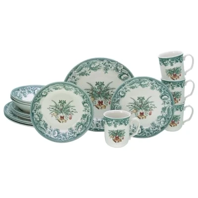Afbeelding van CreaTable, 16959 Serie Kerst 16 delig tafelservies van aardewerk, vaatwasser en magnetronbestendig, hoogwaardige productie