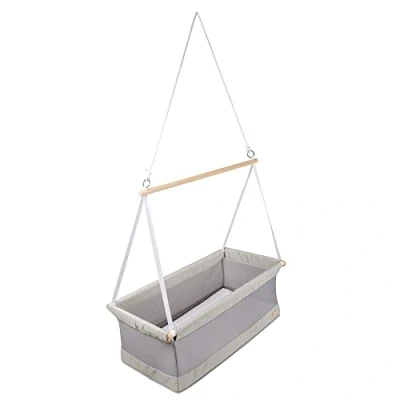 Afbeelding van roba Safe Asleep hangwieg 45 x 90 cm + ademende matras en jacquard overtrek babyschommel van canvas mesh draagkracht 15 kg grijs