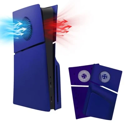Afbeelding van Mcbazel Harde vervangende zijplaat voor PS5 met koelventilatieaccessoires Playstation 5 Slim Disc Edition blauw