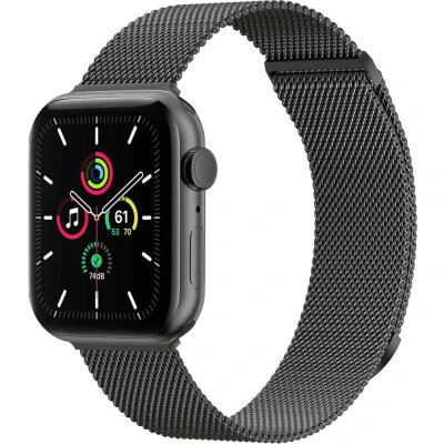 Afbeelding van imoshion Milanees magnetisch bandje voor de Apple Watch Series 1 t/m 10 / SE Ultra (2) (44/45/46/49 mm) Maat S Space Grey