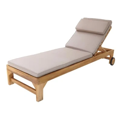 Afbeelding van AXI Rama ligbed Teak met kussen Houten beige Rugleuning 4 standen 204x70cm
