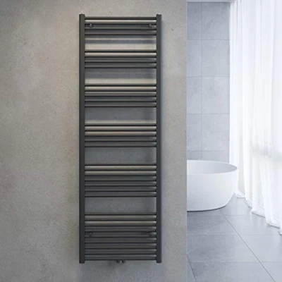 Afbeelding van SONNI Handdoekdroger badkamerradiator centrale aansluiting handdoekwarmer antraciet recht 60 x 180 cm