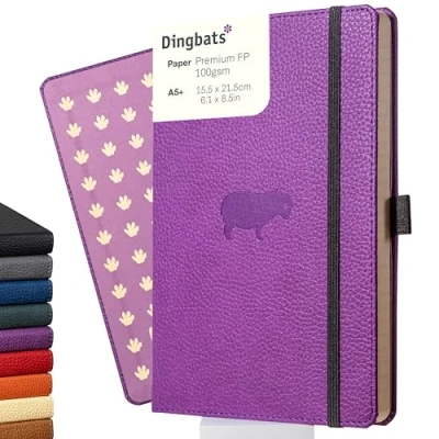 Afbeelding van Dingbats* Wildlife A5 Notitieboek Purple Hippo Stippen A5+ / Dotted