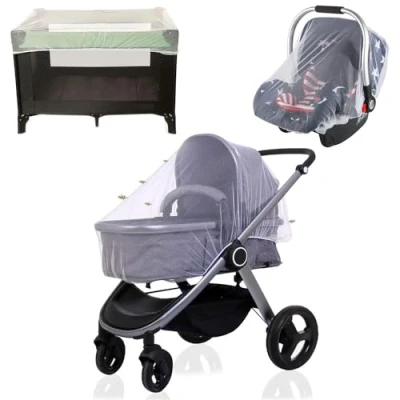 Afbeelding van Universeel vliegengaas voor kinderwagen, muggennet wieg, muggennet, accessoires bescherming tegen insecten (wit)
