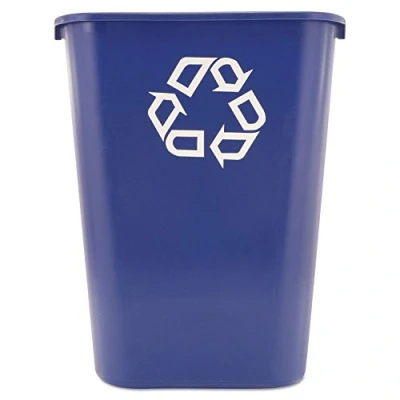 Image de Poubelle rectangulaire Rubbermaid de bureau bleue 39 L