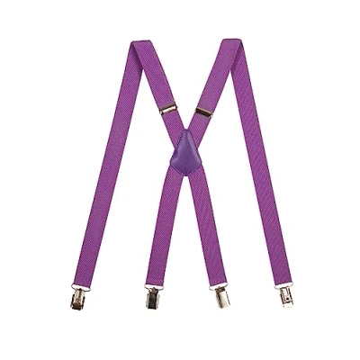 Afbeelding van Olata Dunne, verstelbare bretels met X klemmen metalen klemmen, 2,5 cm, Lila.